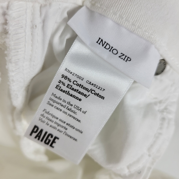 Paige Indio Zip Moto Zip Mid Rise Skinny White Jeans - Picture 9 of 9